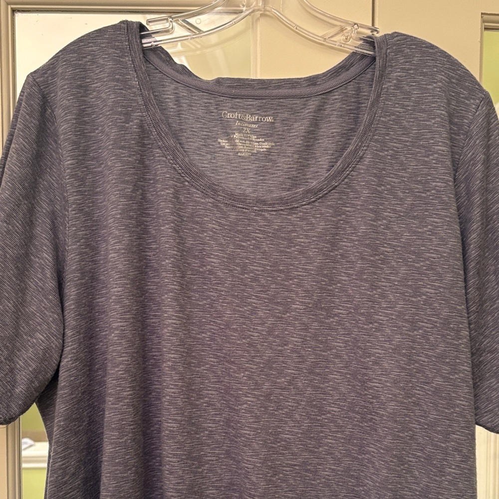 NWOT 2X croft & barrow gray Heather Scoop Neck pajama top intimates separates